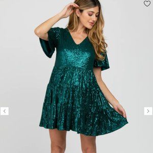 PinkBlush Sequin Tiered Maternity Dress - Holiday Party Dress